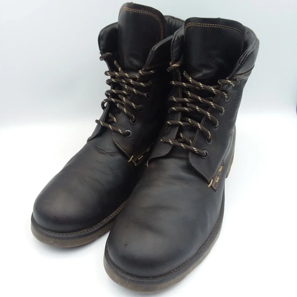 Wallin & Bros Lace Up Leather Boots‎ Men EU44 US 10.5 Dark Brown Work Utility